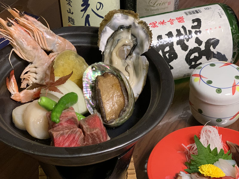 新コース 豪華!! 海鮮と和牛の陶板焼きコース ~超人気~ 焼きサバ寿司付き